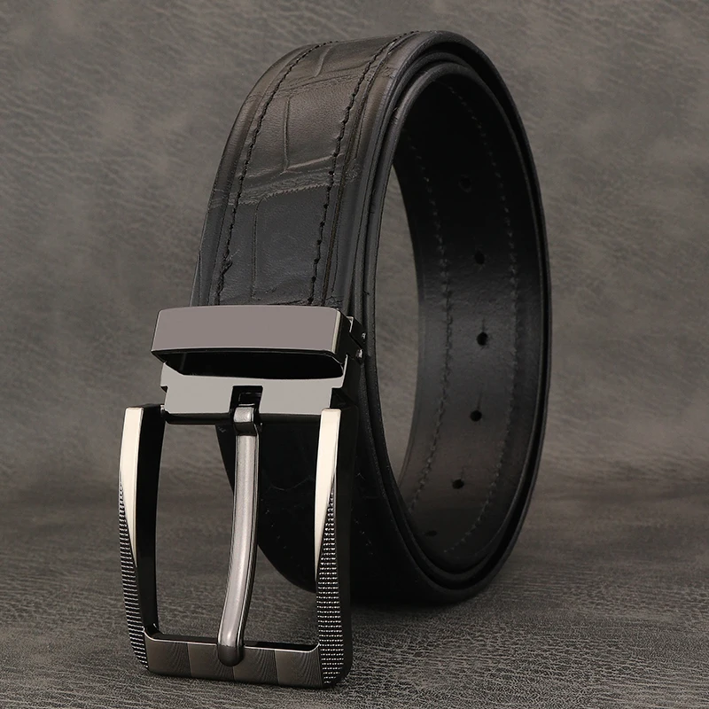 

3.8cm Wide Cowskin Genuine Leather Designers Belts Men High Quality Fashion Pin Buckle Luxury Famous Brand Jeans Brown Waistband