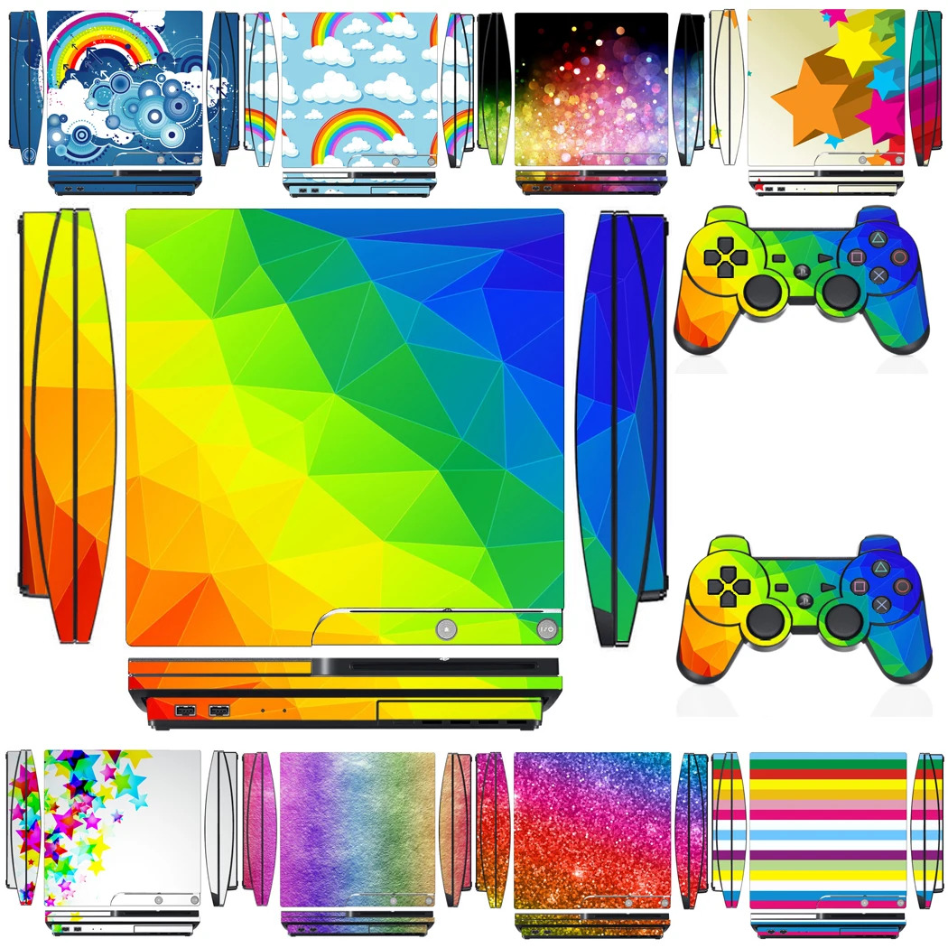 Rainbow 1320 Vinyl Skin Sticker Protector Per Sony Ps3 Slim Playstation 3 Slim E 2 Adesivi Per Pelli Controller