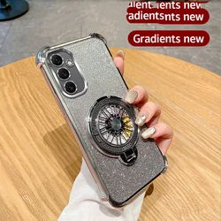Magsafe Magnetic Case Gyro Holder with Clear Bracket Cover for Huawei P40 Pro (Glitter silvery)