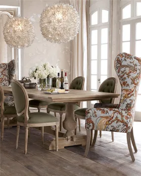 American solid wood dining table log casual home meeting table retro creative large board table French light luxury old long 1
