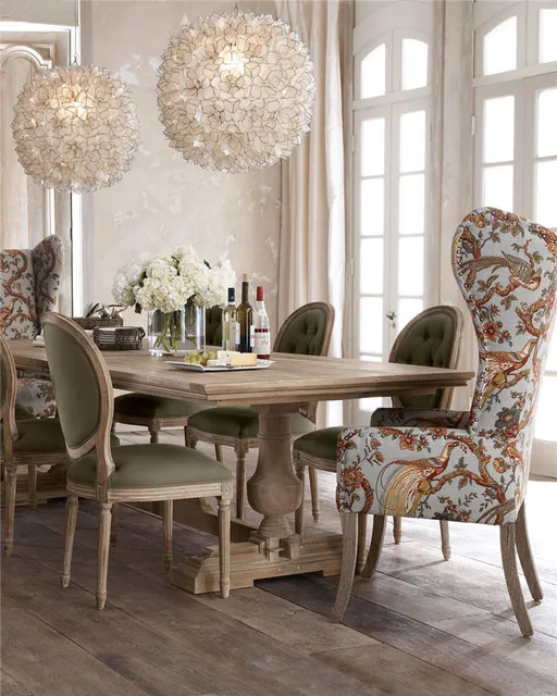 American solid wood dining table log casual home meeting table retro creative large board table French light luxury old long 1