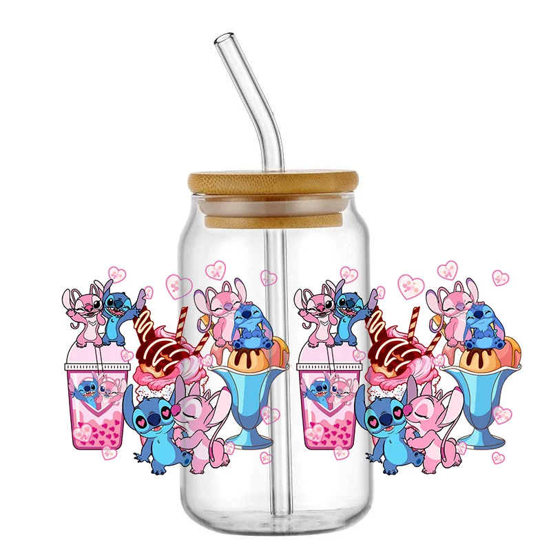 Miniso DTF Sticker 16 OZ Glass Can Wrap 3d Crystal Sticker Waterproof Scratch Resistant Adhesive Sticker