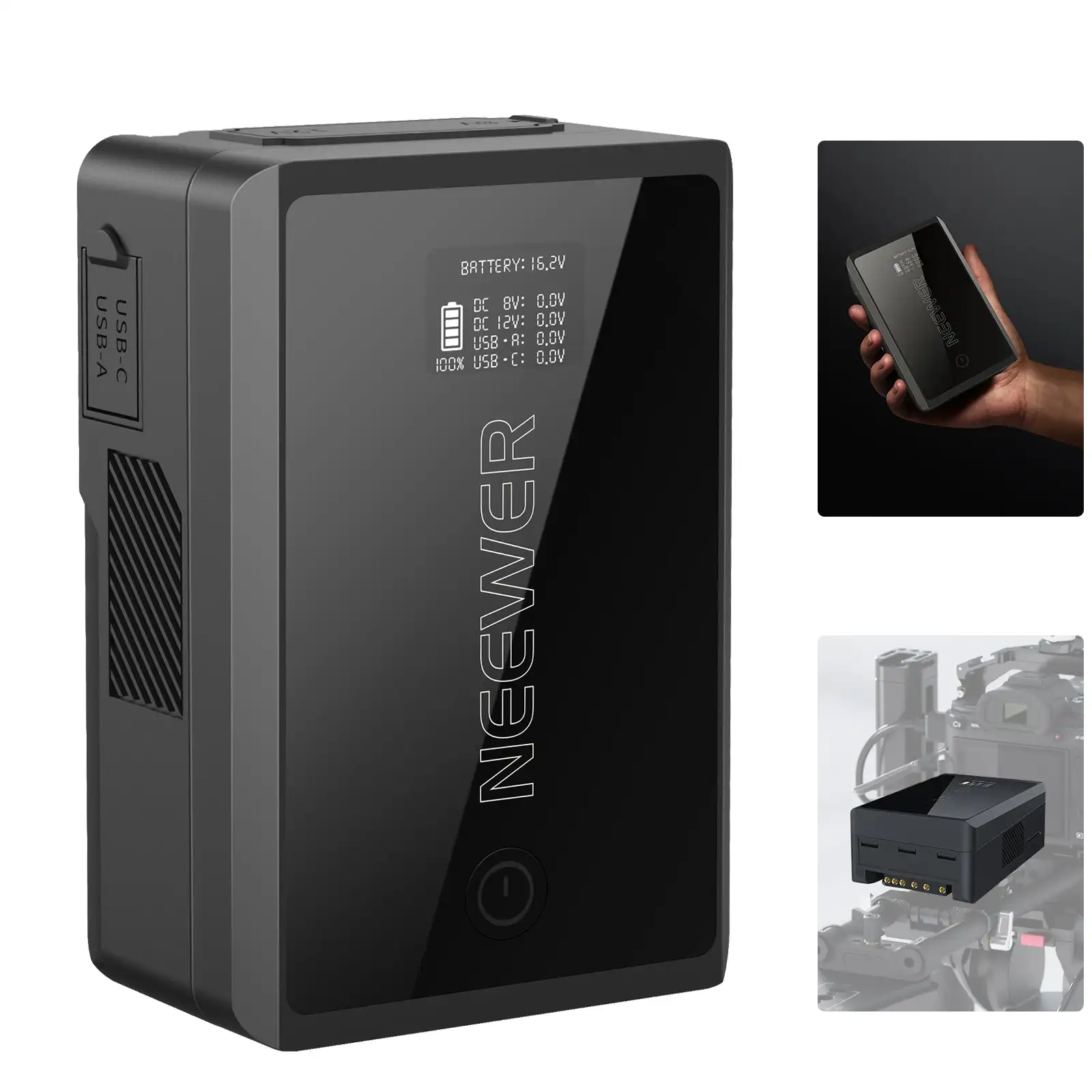 

Аккумулятор Neewer PS050E PS150E с V-образным креплением, 14,54 в, PD, быстрая зарядка, Тип C/D Tap/BP/USB A/двойной порт постоянного тока/OLED дисплей, литиевая батарея