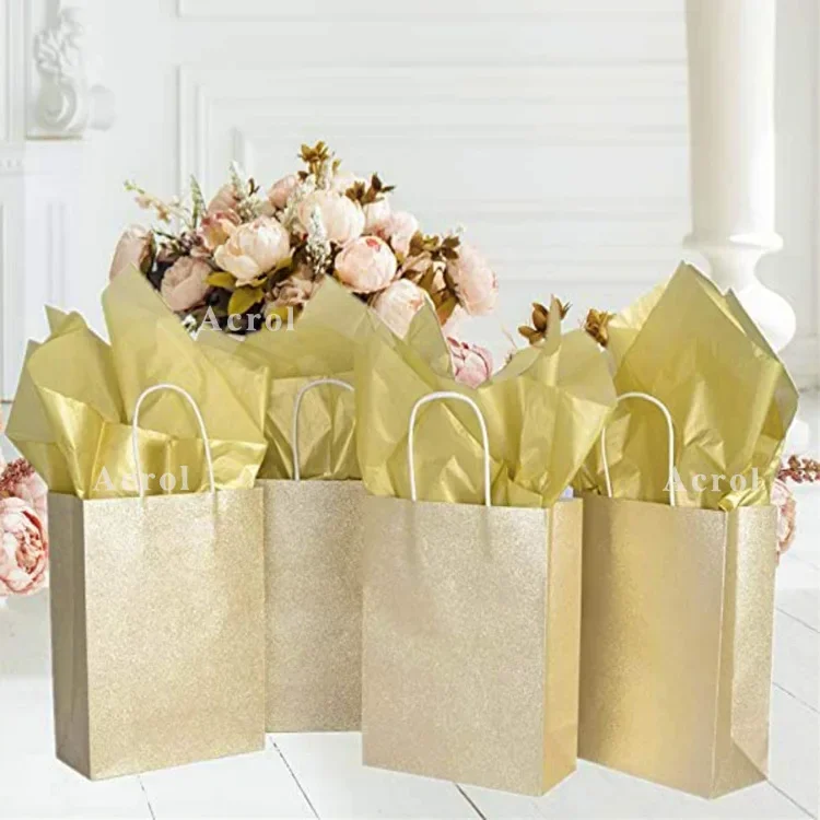 20pcs 티슈 페이퍼 70*50CM 골드 꽃 포장 Scrapbooking 종이 선물 장식 꽃 종이 홈 인테리어 파티