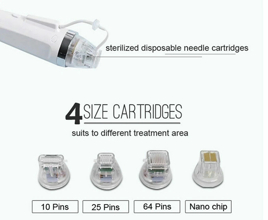 Less Pain Non-Insulated Micro Cartridge 10Pins 25Pins 64Pins Nano Tips For Micro Fractional RF Radio Frequency Machine