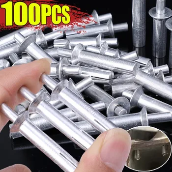 100/10PCS Percussion Expansion Rivets Hammer Aluminum Core Rivet Nails Head Tapping Screws Fasteners Home Hardware Accessories