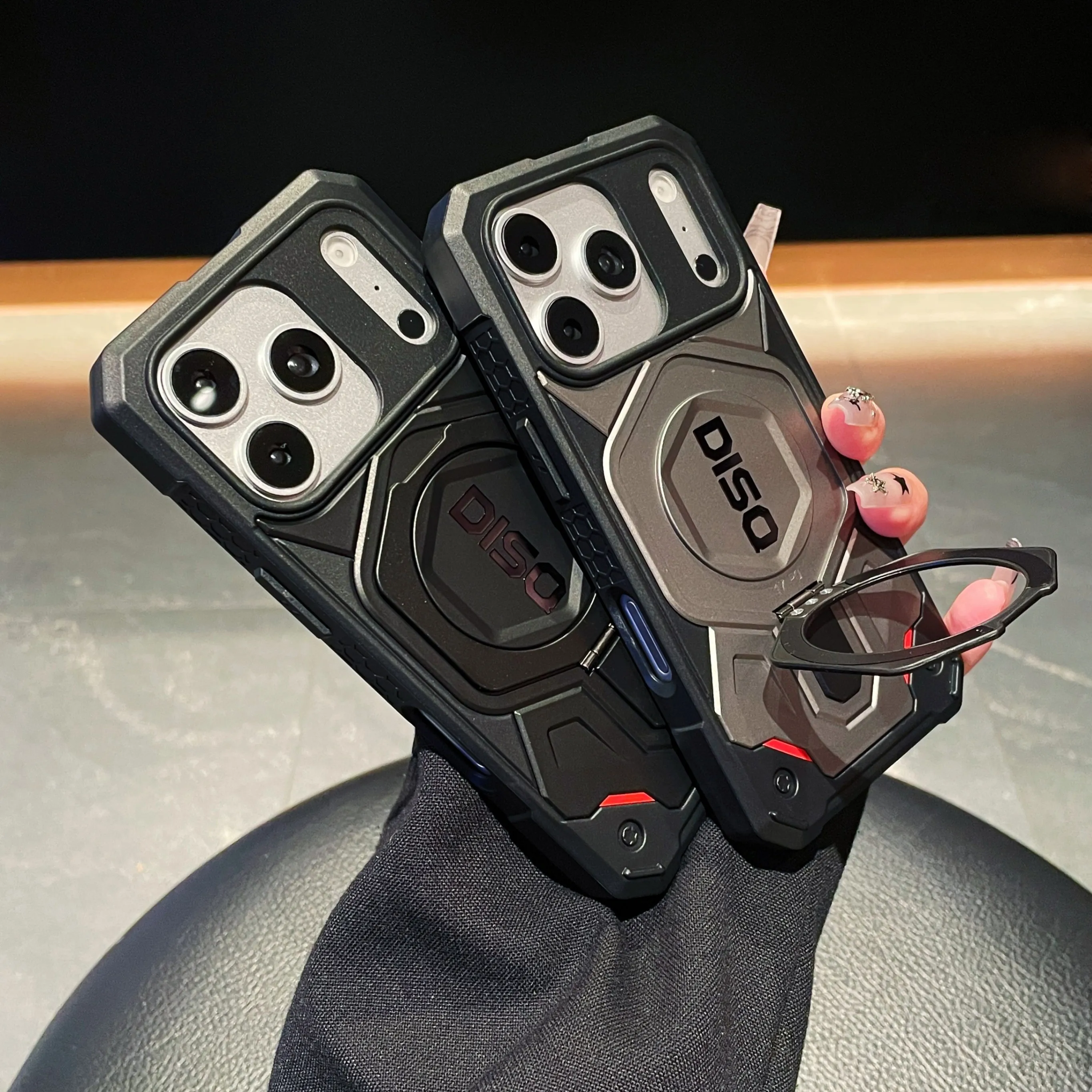 Tech-Style Magnetic Shockproof Armor Case with Stand - Air Wireless Charging Compatible