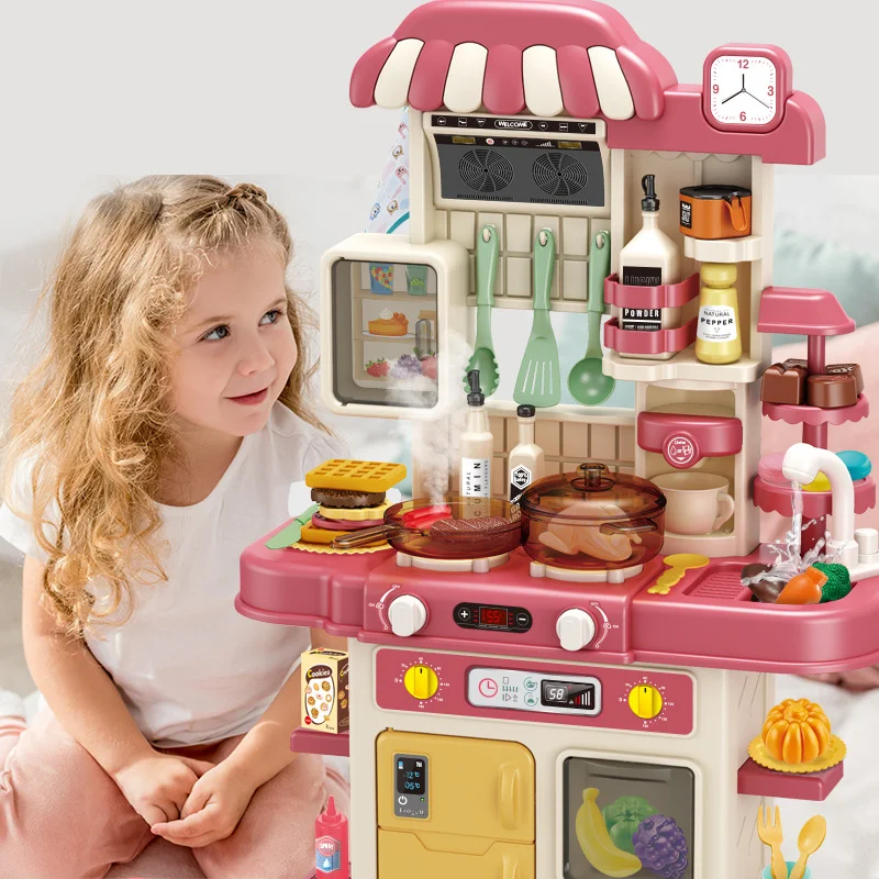 The kitchen table pretends to play with children's kitchen toy sets 5
