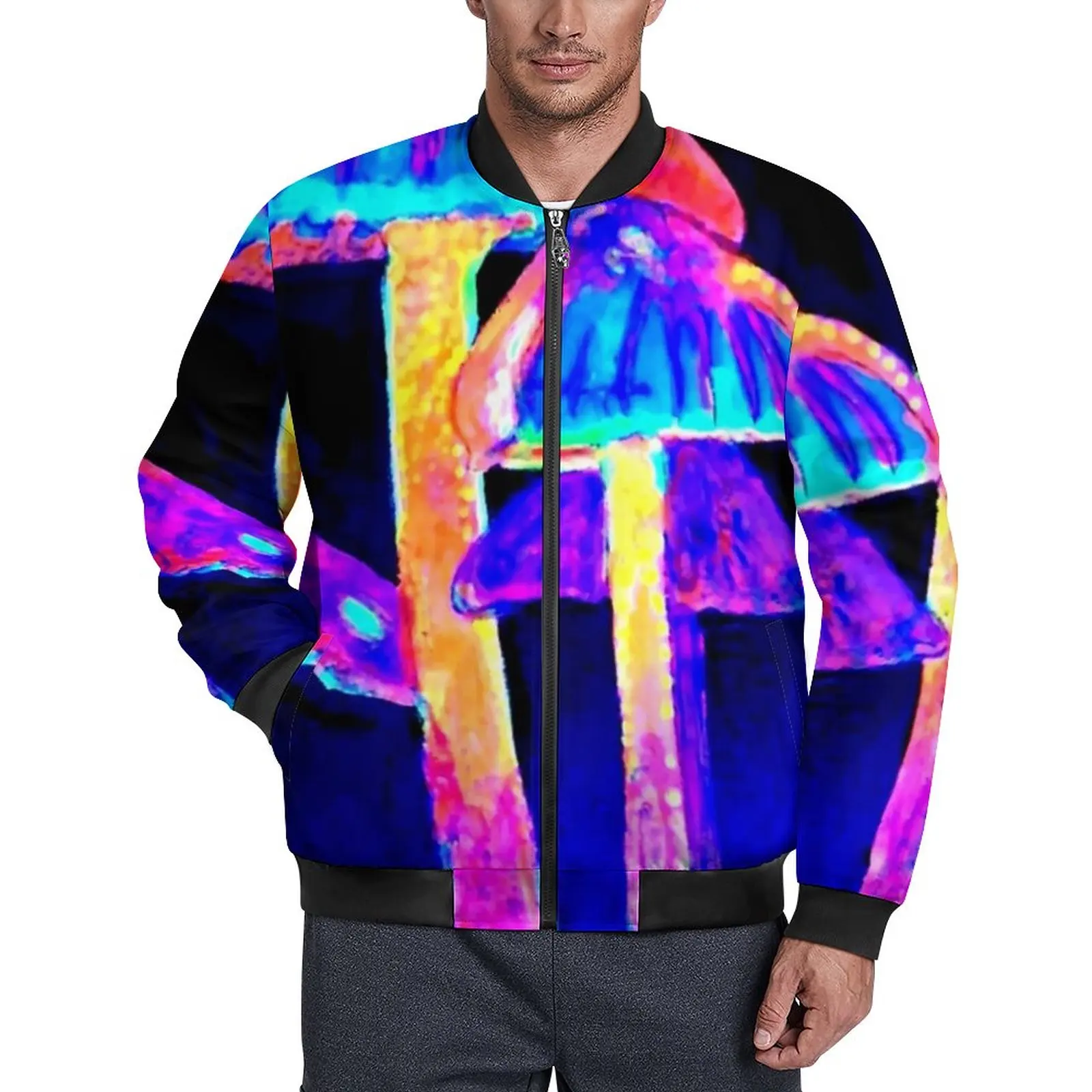 

Повседневные мужские куртки с волшебными грибами, светящиеся пальто с принтом грибов, зимняя винтажная куртка, водонепроницаемая индивидуальная свободная ветровка большого размера