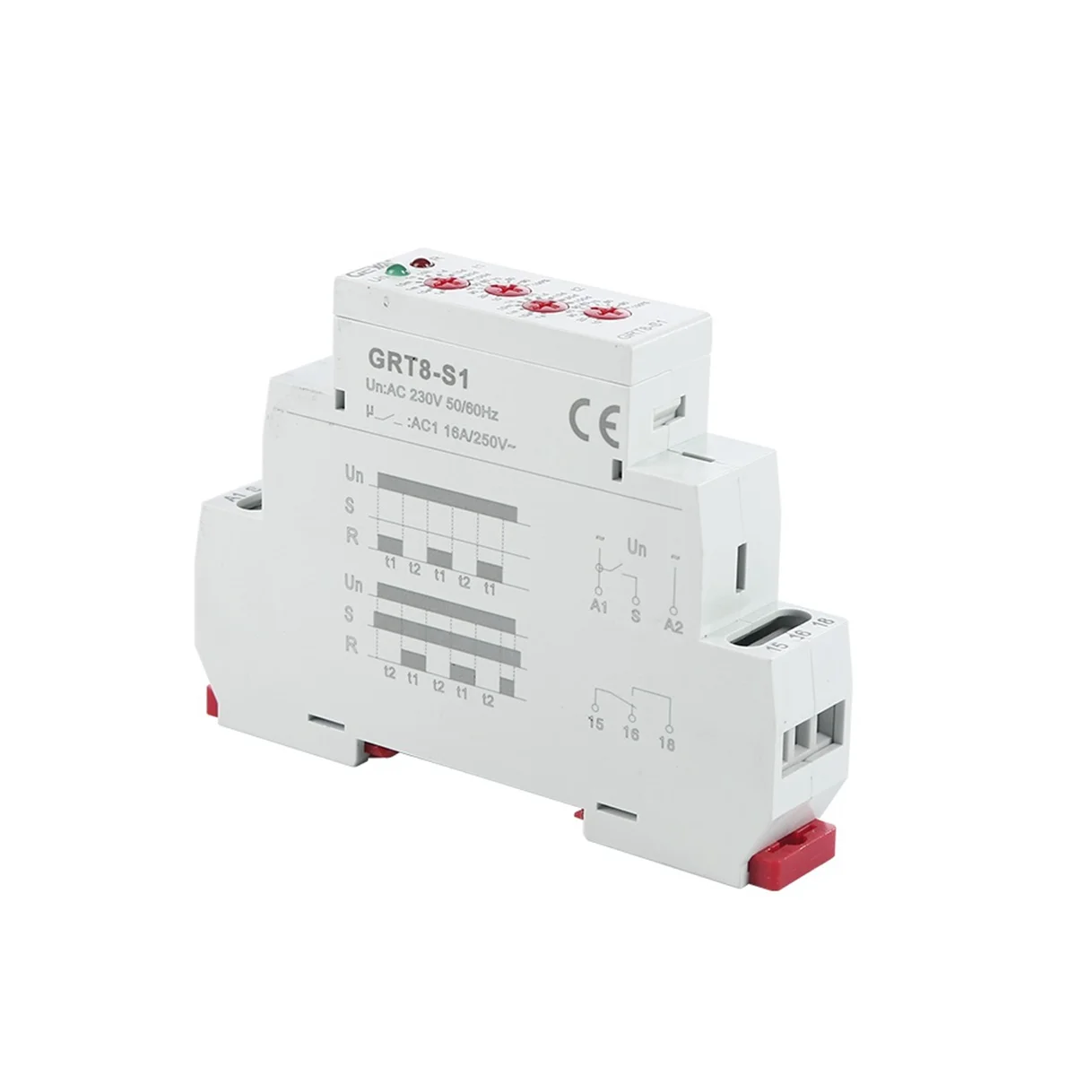 GEYA GRT8-S Asymmetric Cycle Timer Relay SPDT 16A Electronic Repeat Relay, GRT8-S1 AC230V