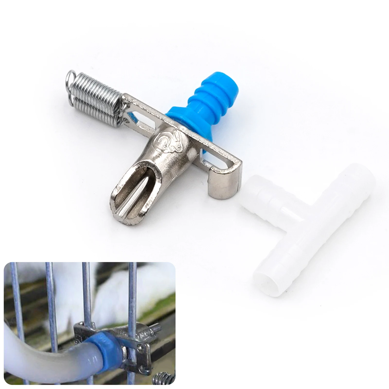10/20 Set Kaninchen Nippel Trinker Bauernhof Tier Trinken Werkzeuge Nagetier Automatische Verzinkte Tränke Feeder Ausrüstung mit 8mm Schlauch – Detail 3