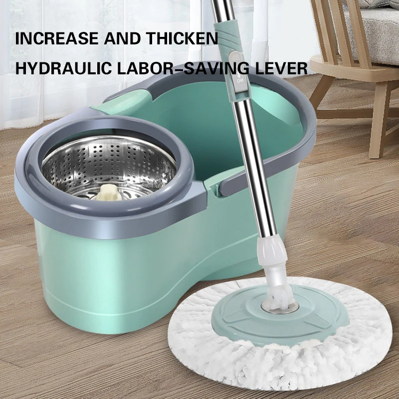 

Household Thickened Double Drive Lazy Man Mop Bucket Set Automatic Spin Rotary Dry and Wet Rotary Mop Floor Free Hand Wash Mop