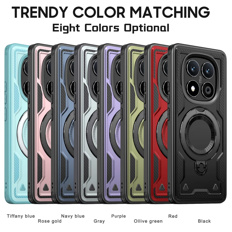 Military Drop-Proof Hard Case with 360° Adjustable Ring Stand