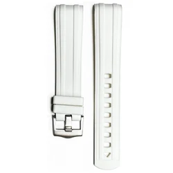 Sport Waterproof Curved End Rubber Strap - 20mm TPU Replacement Band - 20mm (White)