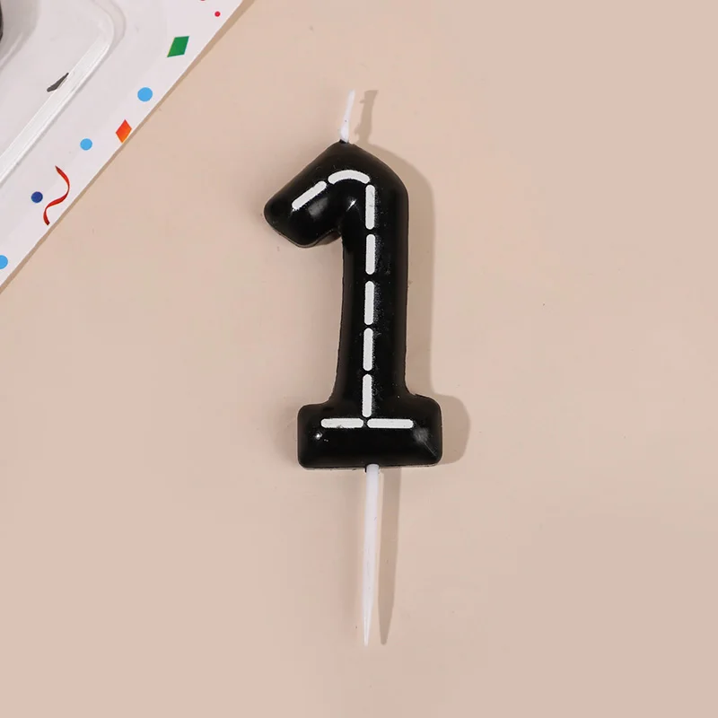 7 Stücke Rennwagen Themennummer Kerzen Schwarz Weiß Karierte Kerzen Kuchen Topper Kinder Jungen Geburtstag Party Dekoration Lieferungen – Detail 5