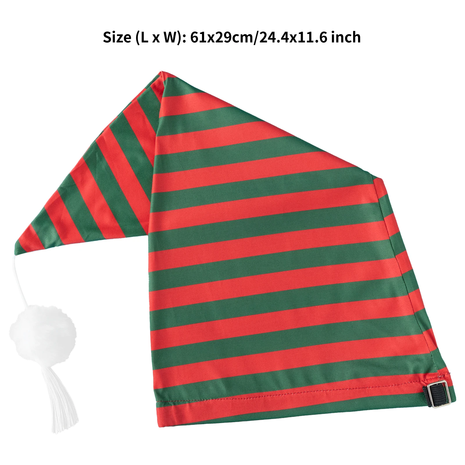 Bonnet De Noël Long à Rayures Avec Pompon - Unisexe - Taille Ajustable - Lutin / Père Noël - Pour Fêtes Et Soirées à Thème