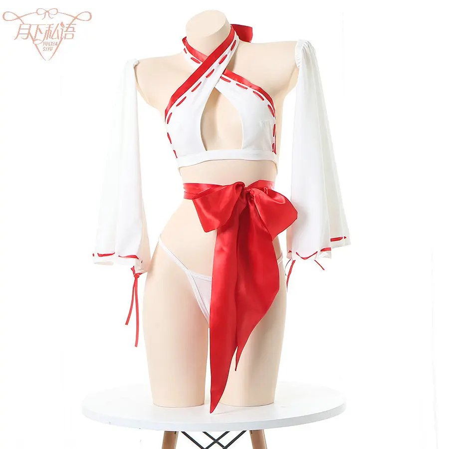 

Japanese Anime Witch Miko Kimono Swimsuit Unifrom Women Bow Underwear Pajamas Outfits Costumes Cosplay 2022 New Kimono