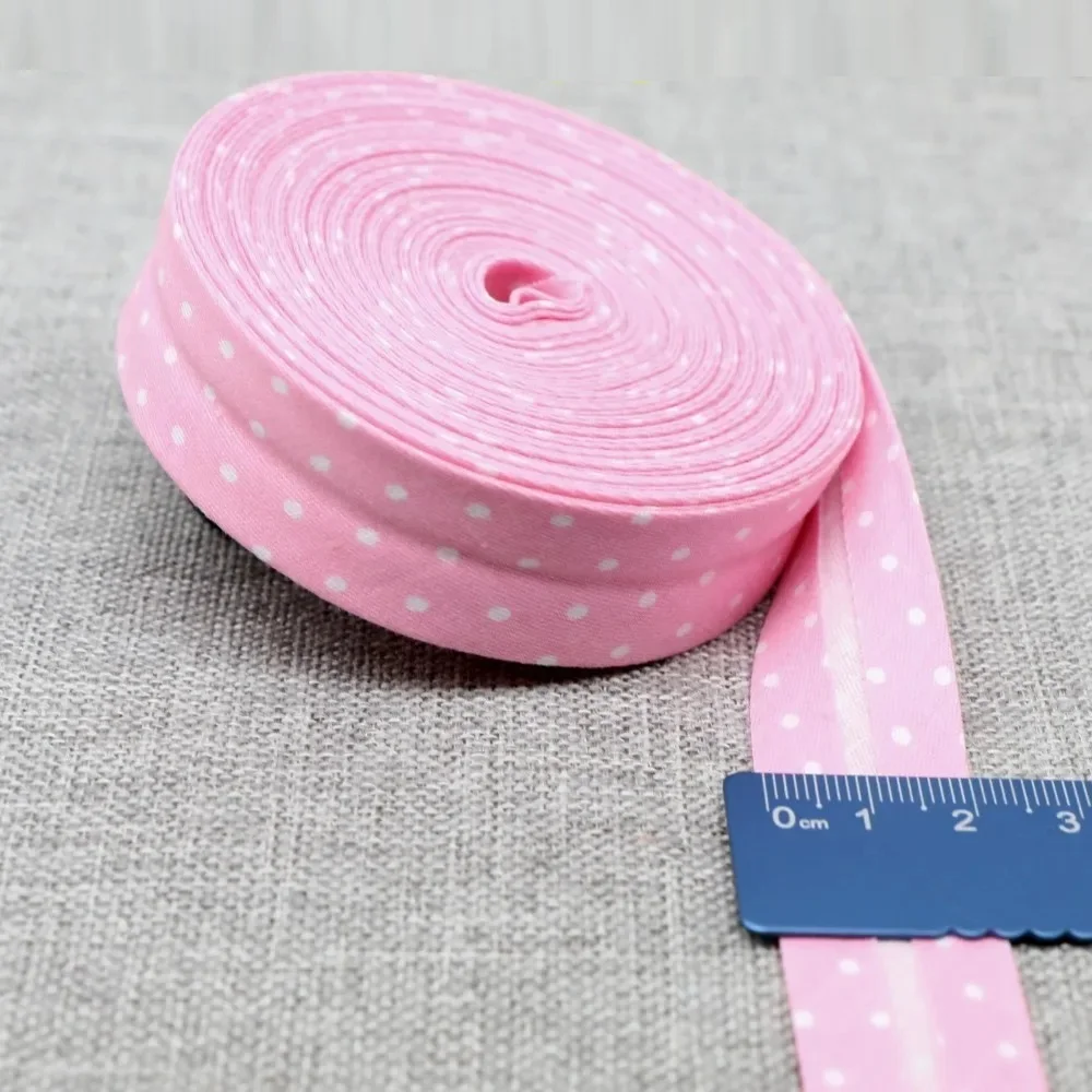 20mm 너비 코튼 바이어스 바인딩 테이프 점선 및 줄무늬 시리즈 가장자리 리본 접힌 천 웰트 DIY 봉제 양재 액세서리