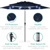 10ft 3-Tier Solar Patio Umbrella, Outdoor Market Sun Shade for Backyard, Deck, Poolside w/ 24 LED Lights, Tilt Adjustment 5