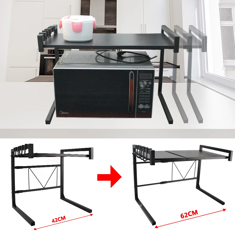 

Cabinet Dish Shelving Kitchen Shelf Multi Function Stand Microwave Oven Rack Telescopic Spice Organizer Storage