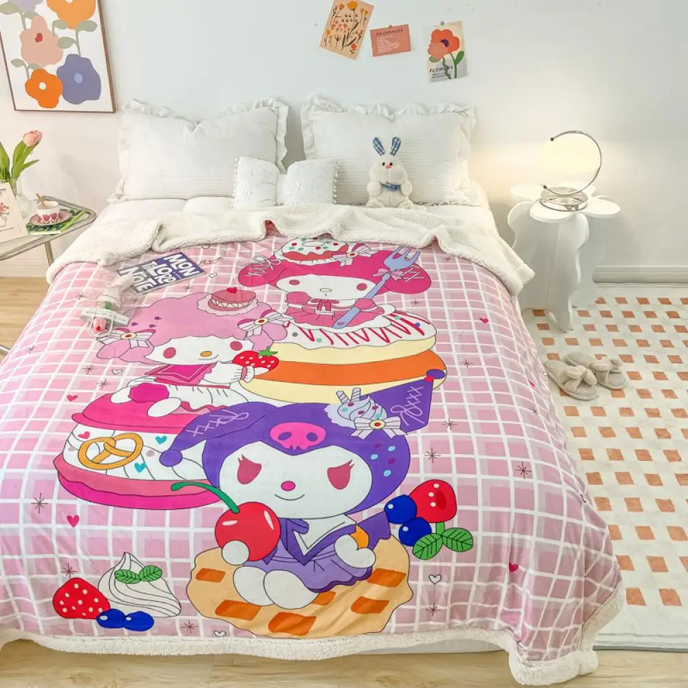 

Kawaii Blanket Sanrio Hello Kittys Plush Kuromi Cartoon Nap Blankets My Melody Anime Soft Warm Comfortable Bedding Supply Gifts