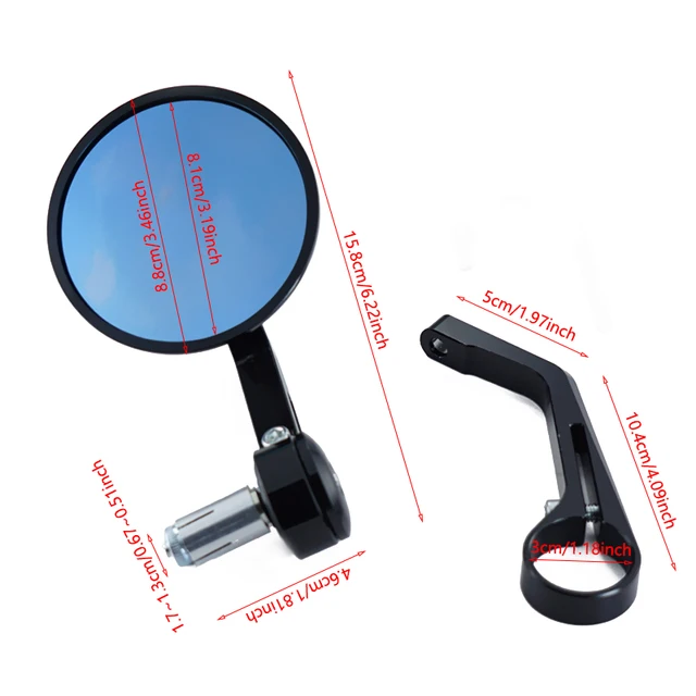 Motorcycle Rear View Mirror Black 7/8" Round CNC Cafe Racer Parts Motorcycle Side Mirror Bar End Motorbike For Kawasaki Black