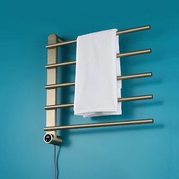 ราวแขวนผ้าเช็ดตัวแบบไฟฟ้า สแตนเลส สีทอง/ดำขัดเงา พร้อมระบบทำความร้อนแบบสัมผัส อบแห้งเร็ว 2