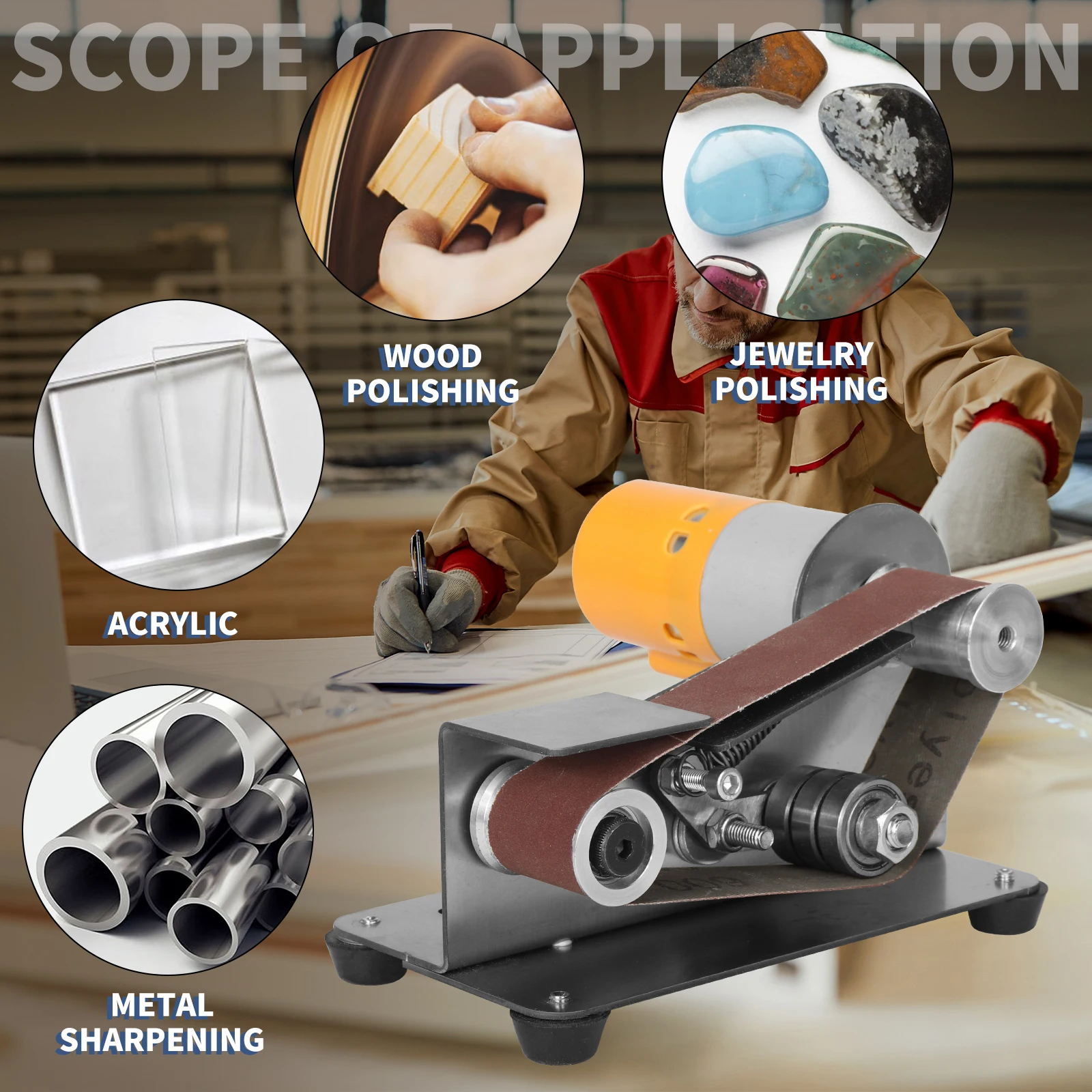 Mini Belt Grinding Machine Tool Sharpening Machine Sanding Grinding Electric Sander Home Diy Polisher Machine 110V/220V 5