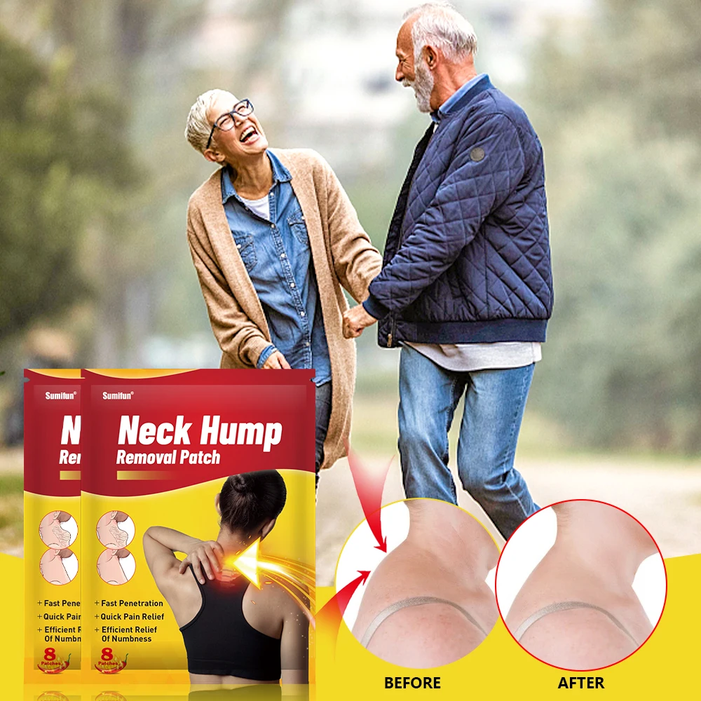 Sumifun Neck Hump Removal Plaster Dowager Hump Drain Patch Posture Corrector Massage Muscle Relax Medical Health Sticker 8pc/bag pain relief patch