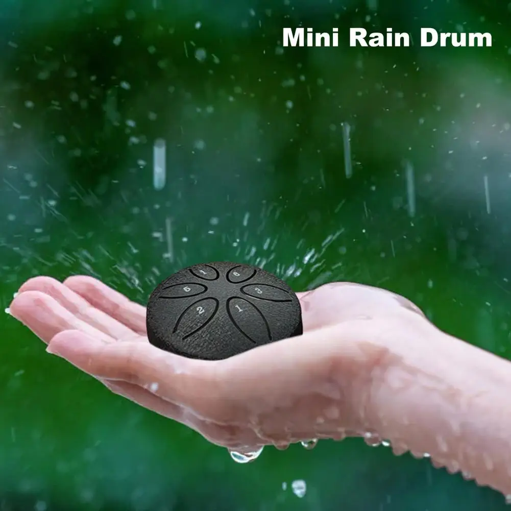 Steel Tongue Drum 3 Inches 6 Notes Garden Rain Chime Mini Chakra Drum Small Ethereal Handpan Mallet Zen Yoga
