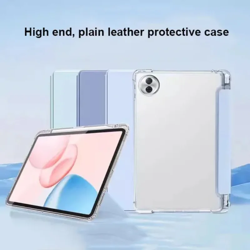 Clear Pen Slot Tablet Case with Three-Fold Leather Cover