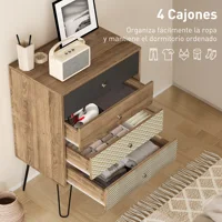 Комод с 4 ящиками, стальные ножки-шпильки в богемном стиле, 60X39X86 см, разноцветный — изображение 4