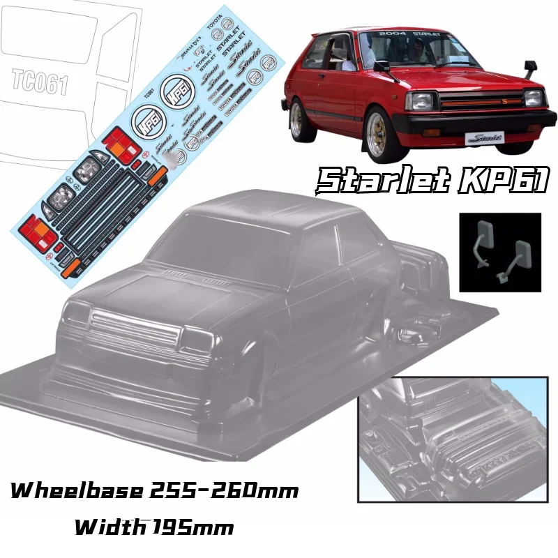 STARLET RCスケールモデル 🚗 Toyota Starlet 1982 1/10 scale 313mm wheelbase RC・ STL File