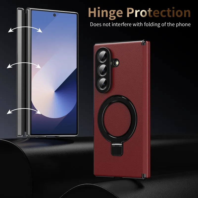 Leather and PC Magnetic Stand Phone Case with HD Screen Protector
