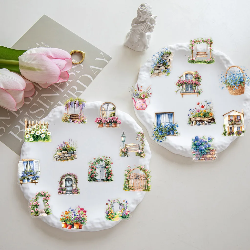 50 Stück transparente Garten-Blumen-Wandaufkleber-Set – DIY-Dekor für Handyhülle, Sammelalbum, Gepäck und Tasse (Anime Worlds Store) – Detail 10