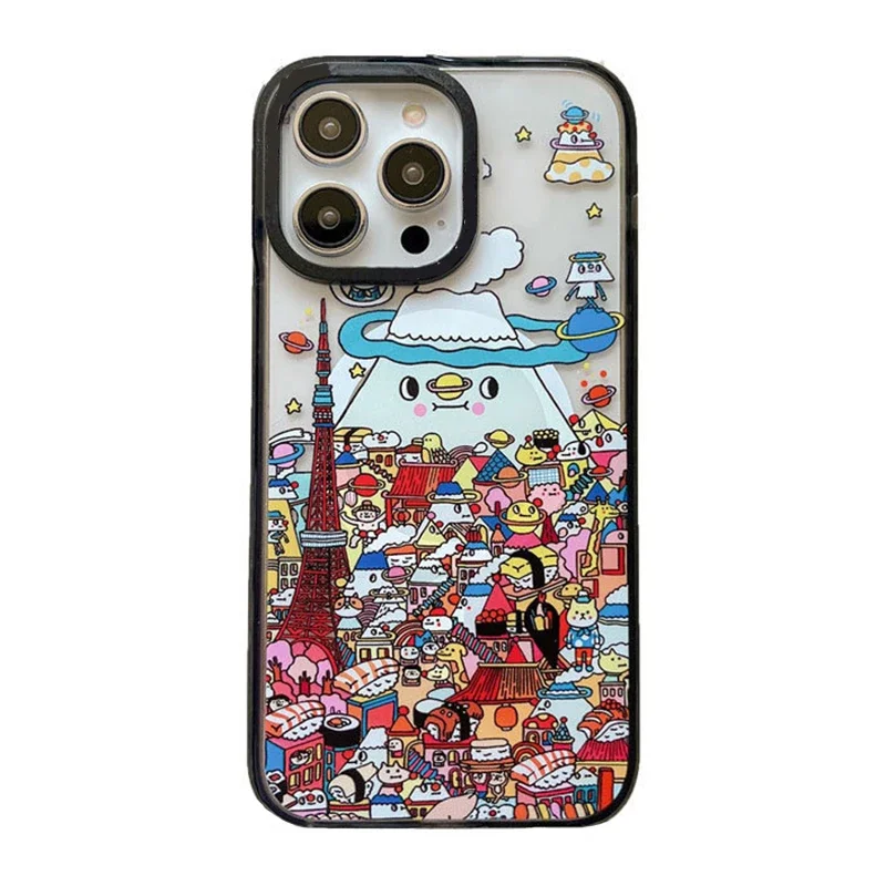 MagSafe Acrylic Mount Fuji Fortune Cat Phone Case Cover for IPhone 11 12 13 14 15 Pro Max Case for IPhone 15 Pro Max