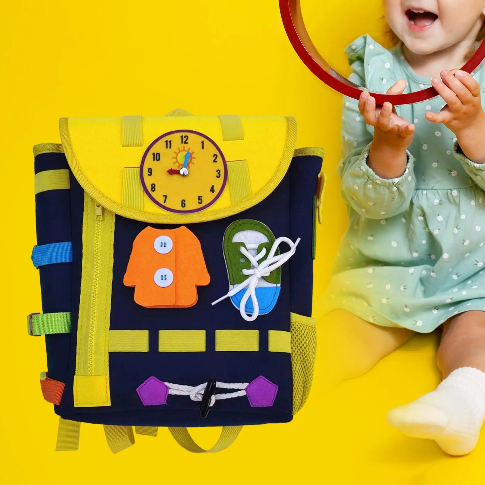 

Toddlers Backpack Busy Board Puzzles Travel Toy for Early Learning Age 4~8