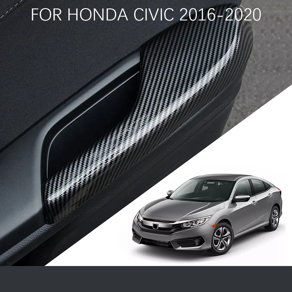 자동차 인테리어 도어 팔걸이 패널 트림 커버 그릇 장식 프레임 스티커 Honda Civic 2016 2017 2018 2019 2020 자동 스타일링
