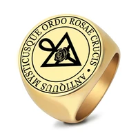 hot selling Ordem Rosacruz AMORC Ring Ordo Rosae Crucis Antiquus Mysticusque Amulet Talisman Laser Cut Stainless Steel Rings 1