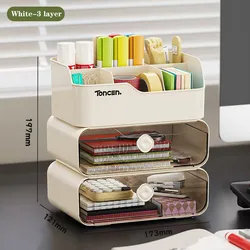 Triple - Tier Desk Organizer with Drawers - Multifunctional Office and School Supplies Storage Box (White)