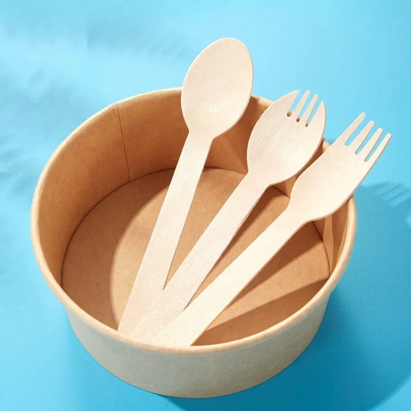 100pcs Disposable Wooden Knives Forks Spoons Biodegradable Independent Packaging Dessert Mini Spoon for Takeout disposable dessert spoons biodegradable cutlery spoon