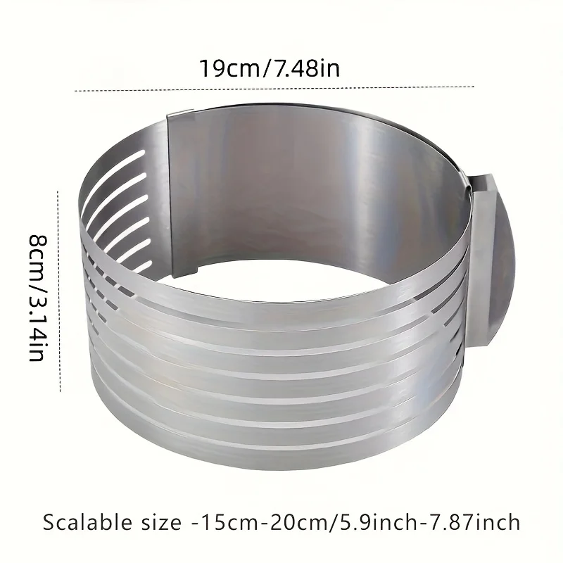 1pc Adjustable Stainless Steel Cake Slicer Ring 7 Level Precise Cake Cutter For Perfect Slices Two Size Options 6 8 Inch Easy To