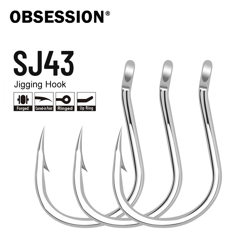 OBSESSION SJ43 10 Stück/Beutel Stinger Slow Jigging Assist Hook 1/0 2/0 3/0 4/0 5/0 Salzwasser Thunfisch Bluefin Widerhaken Angeln Einzelhaken