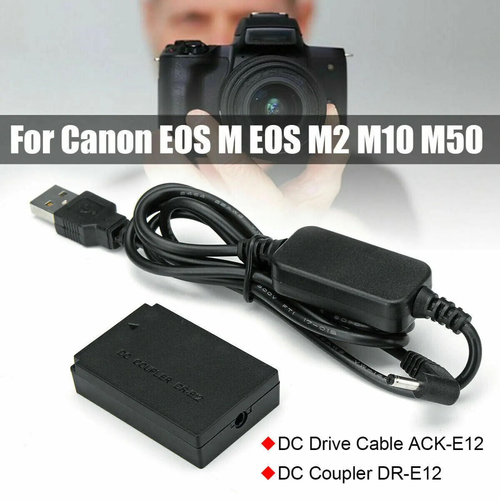 

Внешний аккумулятор LP-E12, USB-кабель для зарядки, 5 В, 2 А, для камер Canon EOS M2 M10 M50 M100