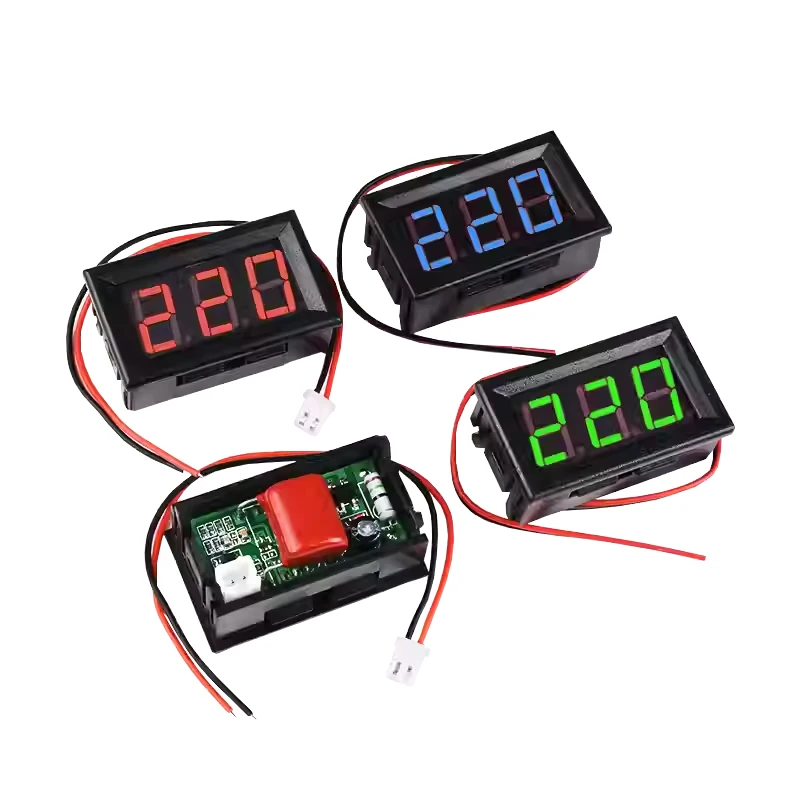 AC 70-500V 110V 220V 380V 0.56인치 LED 디지털 전압계 전압 측정기 전압 계측기 도구 2선식 빨간색 녹색 파란색 디스플레이