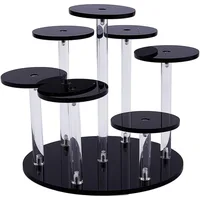 1Set 7-Tier Action Figure Stand Round Acrylic Display Stand Collectibles Organizer Holder Black Layered Display Stand 1
