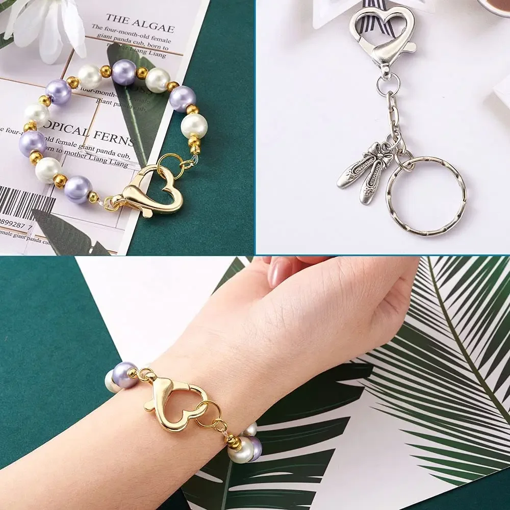 100pcs Heart Lobster Clasp Hook Carabiner for DIY Keychain Jewelry Key Ring Craft Making Supplies Accessories Material Wholesale