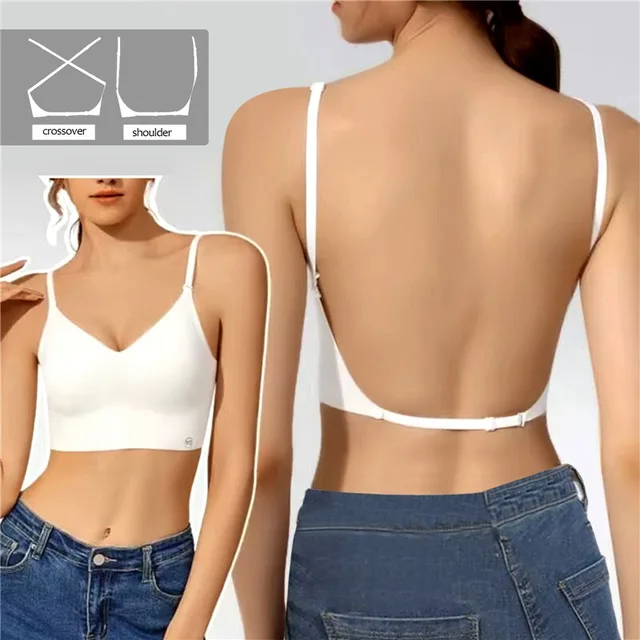Ropa interior Sexy con espalda descubierta para mujer, sujetador sin tirantes con espalda hermosa en forma de U. 1