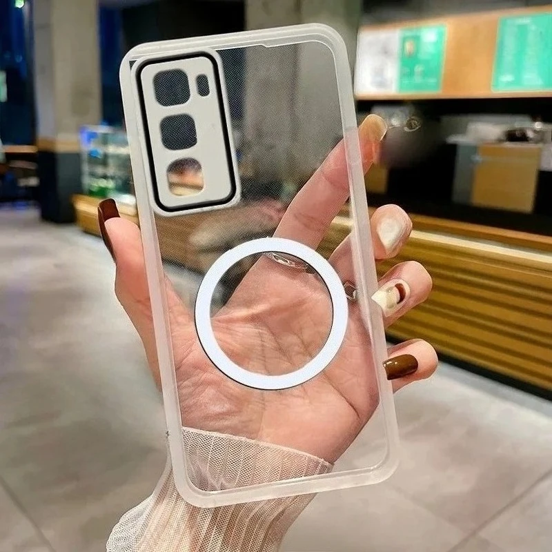 Transparent Soft TPU Magnetic Shockproof Phone Case with All-Inclusive Lens Protection