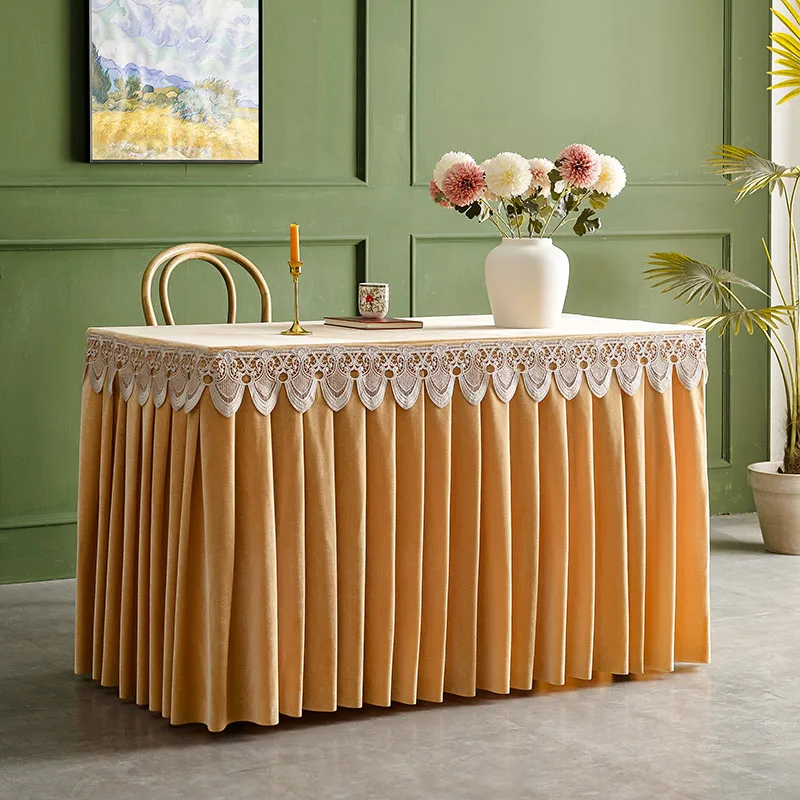 Thickened Velvet Table Skirt Tablecloth Hotel Conference Buffet Event Convention Sign-in Table Cloth Skirt